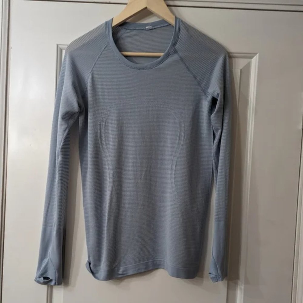 Lululemon swiftly speed long sleeve *sheer stripe 8 icecap